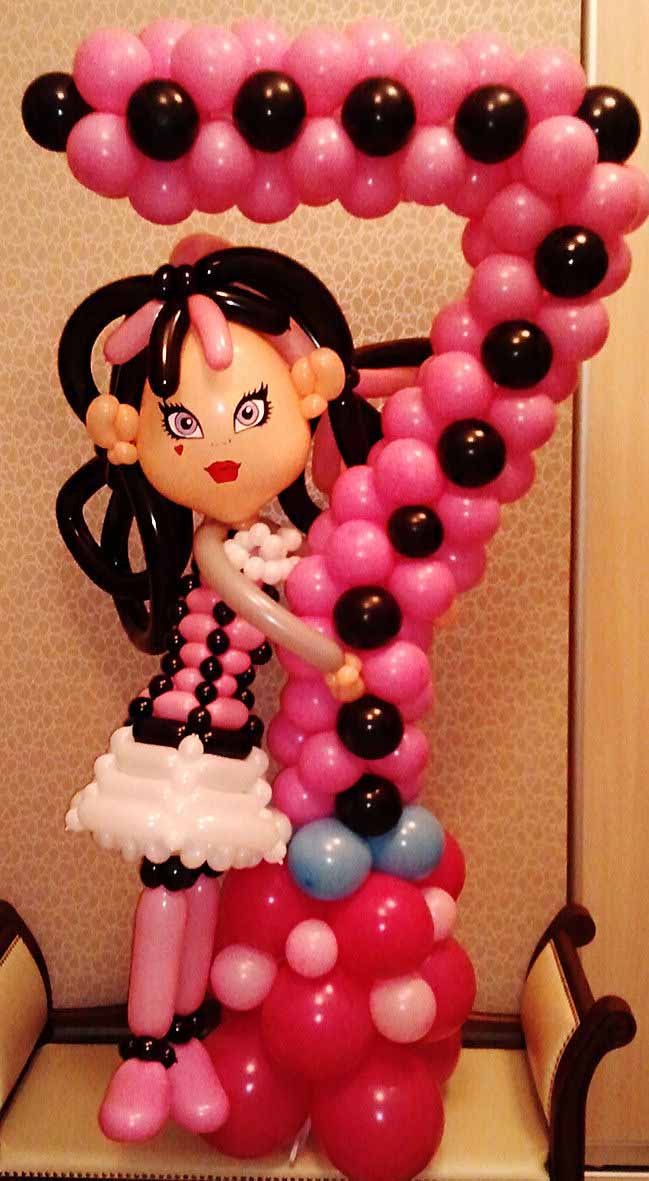 Цифра Семерка Monster High из воздушных шаров