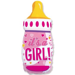 Шар из фольги Бутылка Розовая для девочки