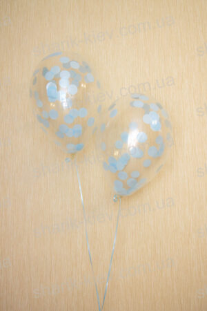 Воздушный Шар с конфетти 12 дюймов Кружочки (голубые)