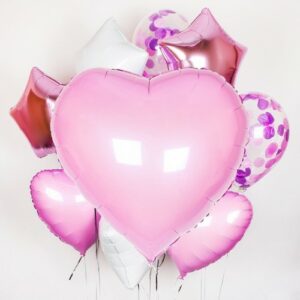 Комплект шаров Большое розовое сердце