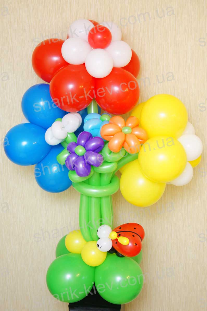 Стойка с цветами (вариант 2) из воздушных шаров
