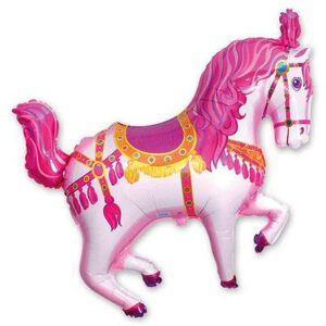 Шар из фольги Лошадь Цирковая Розовая