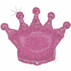Шар из фольги Корона розовая голография