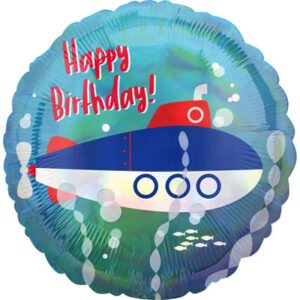 Шар из фольги Круг Happy Birthday подводная лодка