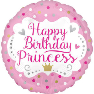 Шар из фольги Круг Happy Birthday принцесса
