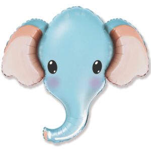 Шар из фольги Слон голубой голова