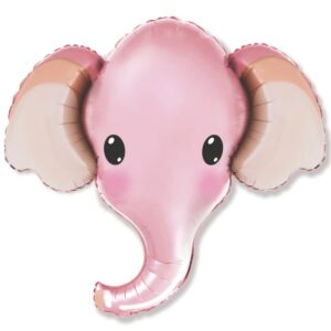 Шар из фольги Слон розовый голова