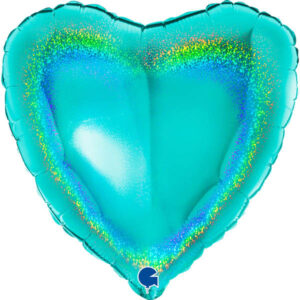 Шар из фольги Сердце тиффани голография 18 дюймов