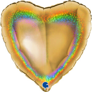 Шар из фольги Сердце золото голография 18 дюймов