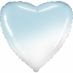Шар из фольги Сердце пастель бело-голубое 18 дюймов