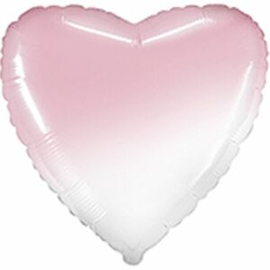 Шар из фольги Сердце пастель бело-розовое 18 дюймов