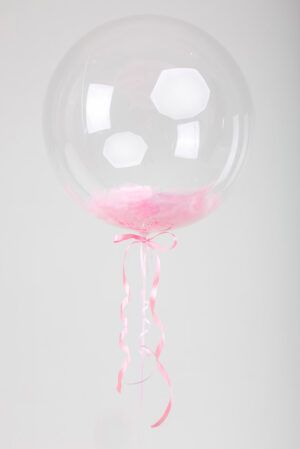 Шар Bubble с розовыми перьями