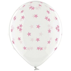 Воздушный шар Звёзды розовые кристалл