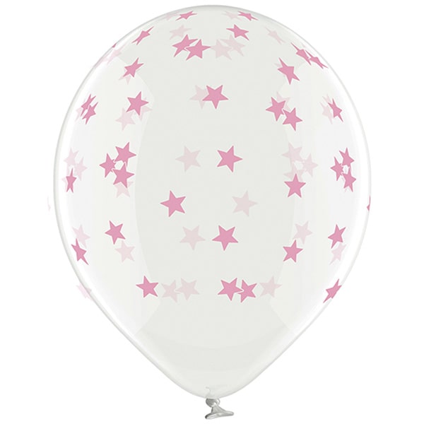 Воздушный шар Звёзды розовые кристалл