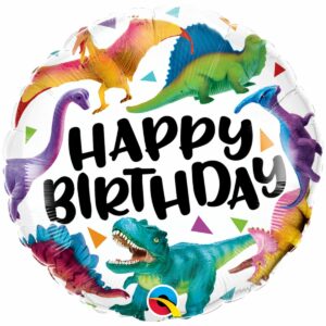 Шар из фольги Круг Happy Birthday мир динозавров