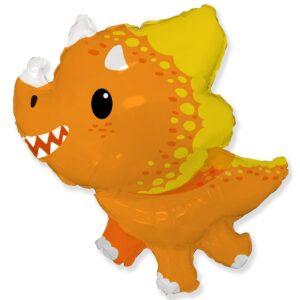 Шар из фольги Динозаврик Трицератопс оранжевый