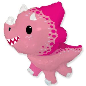 Шар из фольги Динозаврик Трицератопс розовый