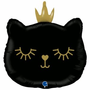 Шар из фольги Кошечка с короной черная