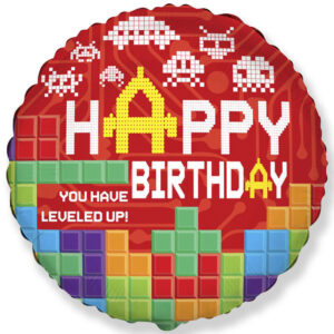 Шар из фольги Круг Happy Birthday кубики