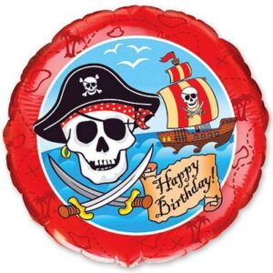 Шар из фольги Круг Happy Birthday пираты