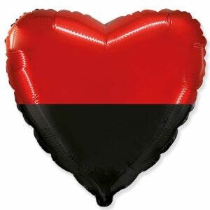 Шар из фольги Сердце Флаг красно-черный