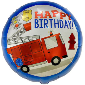 Шар Круг Happy Birthday пожарная машинка